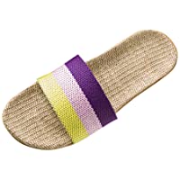 DressLksnf Chanclas de Lino de Mujer Interior y Exterior Antideslizantes Chanclas Casual Planas Zapatillas Casa Nuevo de…